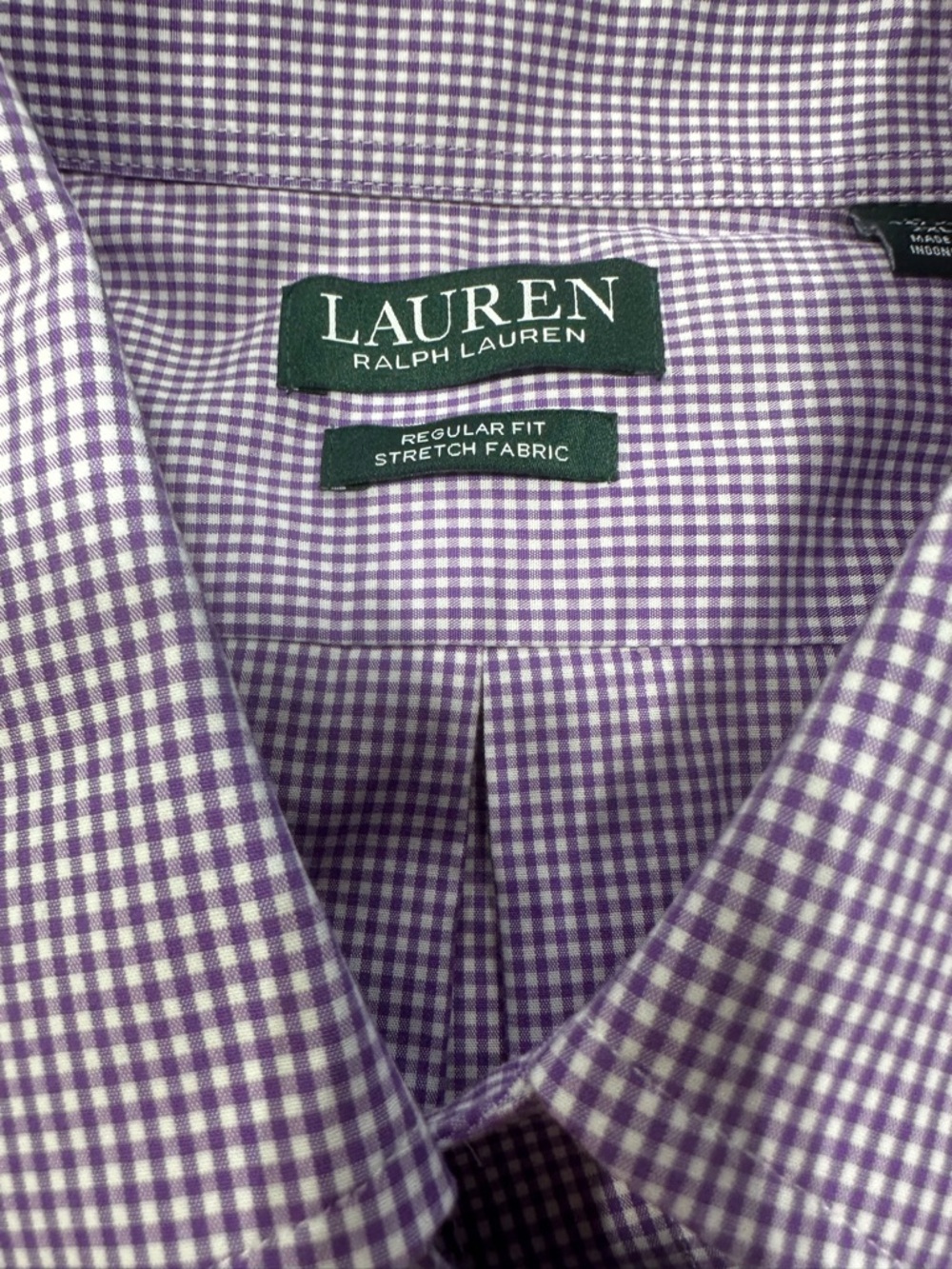 Lauren Ralph Lauren Purple and White Gingham Dress Shirt
